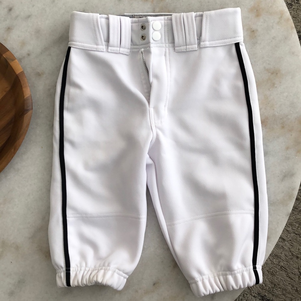 Easton youth small white with black piping  baseball knicker
